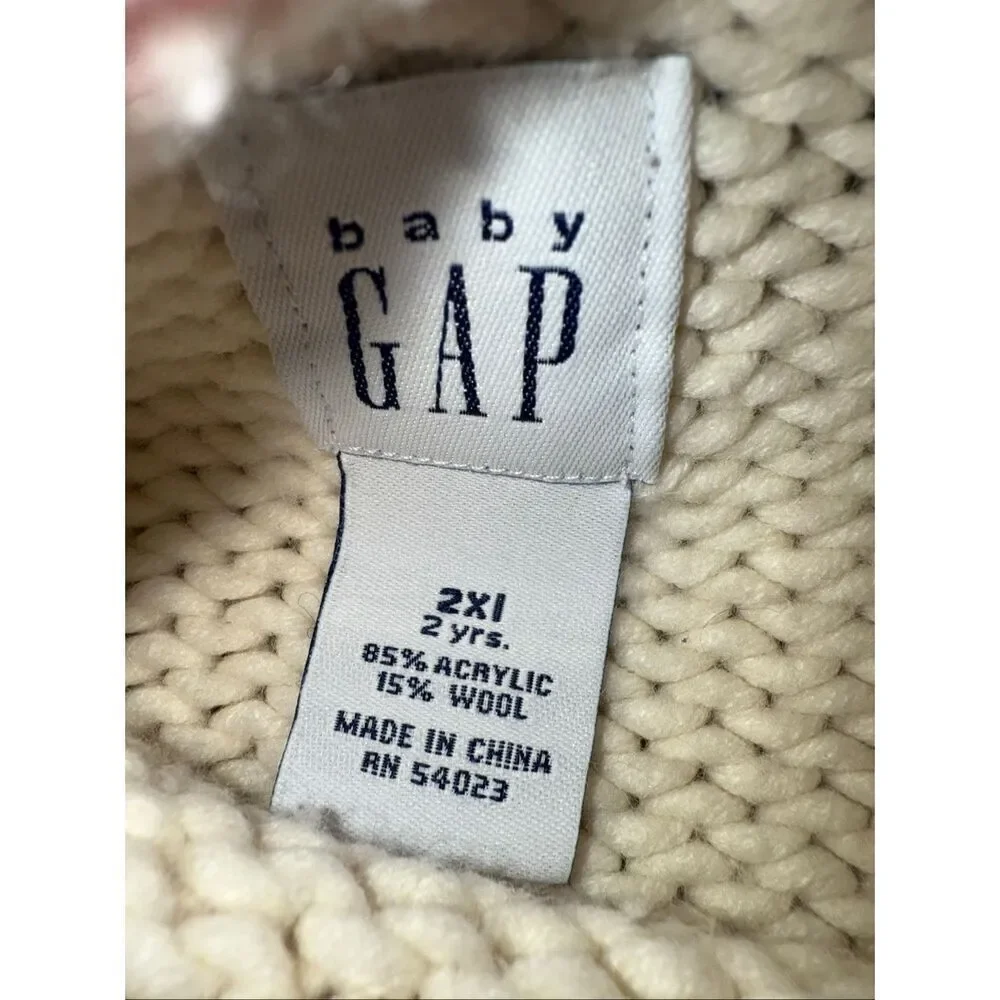 Y2K Baby Gap Textured Polka Dot Chunky Knit Sweater Size 2T
